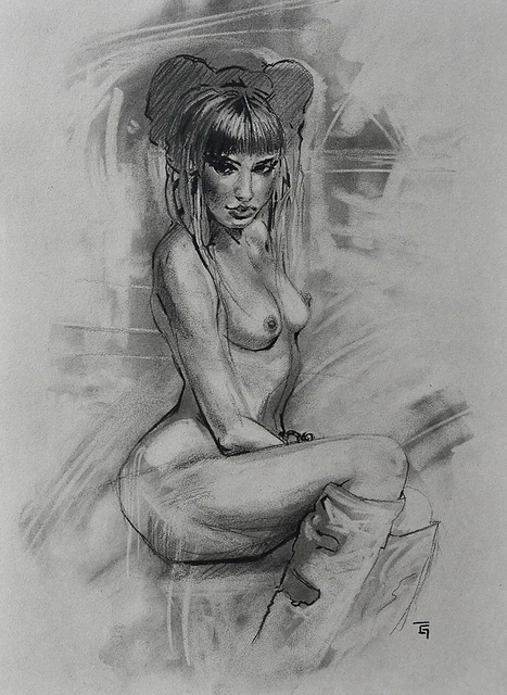 NUDE DRAWING NUDE FEMALE VOYEUR NUDE DRAWING EROTIC ART 