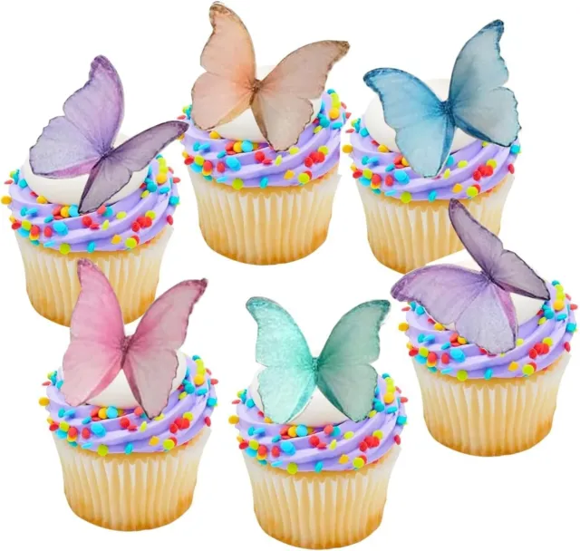 48PCS Edible Wafer Pre-cut Vivid Butterfly Cup Cake Decoration Party Cake Topper 2