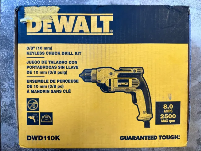 *NEW* Dewalt 8 Amp Corded 3/8 in. Pistol Grip Drill, DWD110K