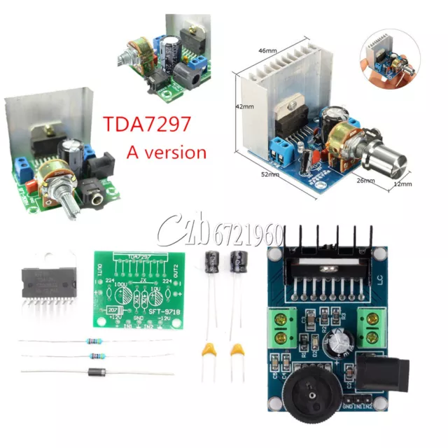 TDA7297 2x15W 2-CH Digital Audio Stereo Amplifier Board Module AC/DC 6-18V 12V