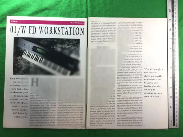 Korg 01/W FD Workstation vintage feature / article from 1991 keyboard synth