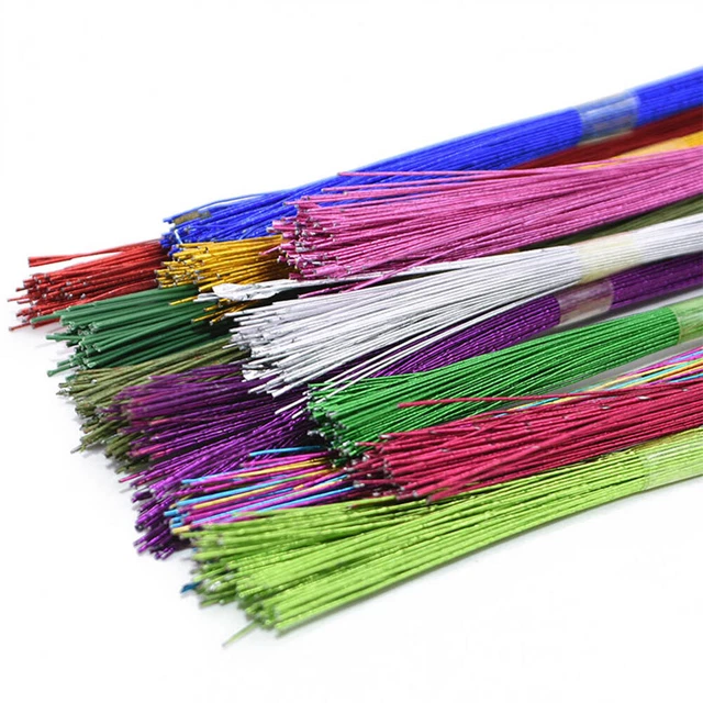 40 piezas 80 cm Medias de nailon Flor Hierro Alambre para Hacer Accesorios de Decoración Artesanal