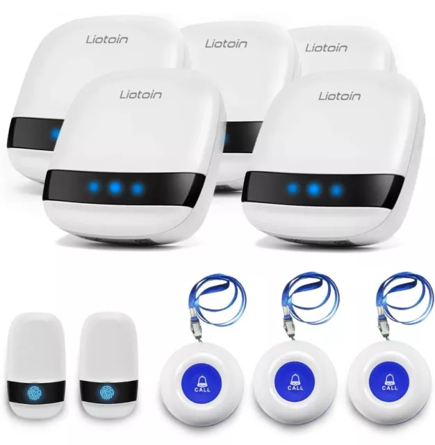LIOTOIN Inalámbrico Cuidador Buscador Botón de Llamada Enfermera Sistema de Alerta Llamada Campana Hogar