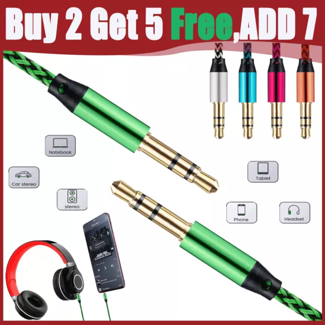 1m Colorful Aux Cable Audio Lead 3.5mm Jack to Jack Stereo Male For Car PC Phone