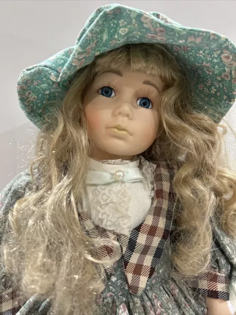Vintage Porcelain Doll -Sitting Doll, Appx 16", Porcelain Legs, Head & Hands VGC 3