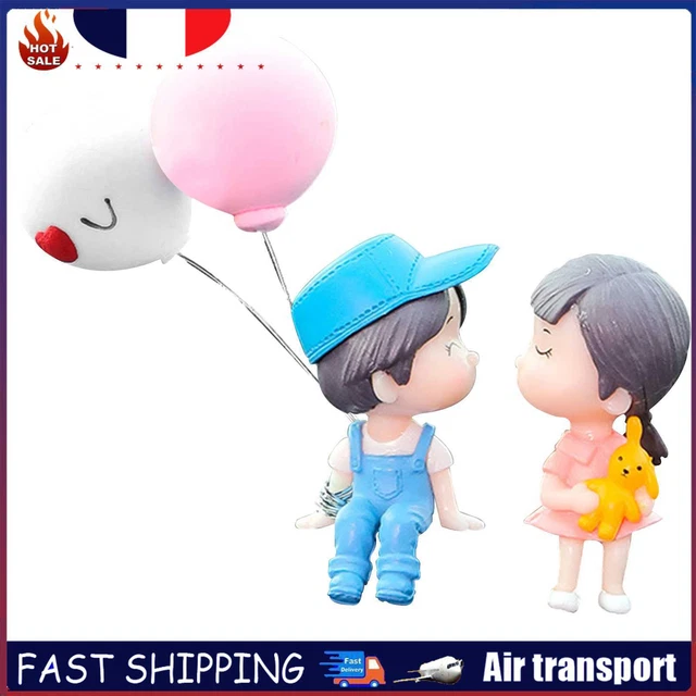 Car Ornament Decor - Blue Couple Kiss for Car Home Office Desk Resin Suit Decors