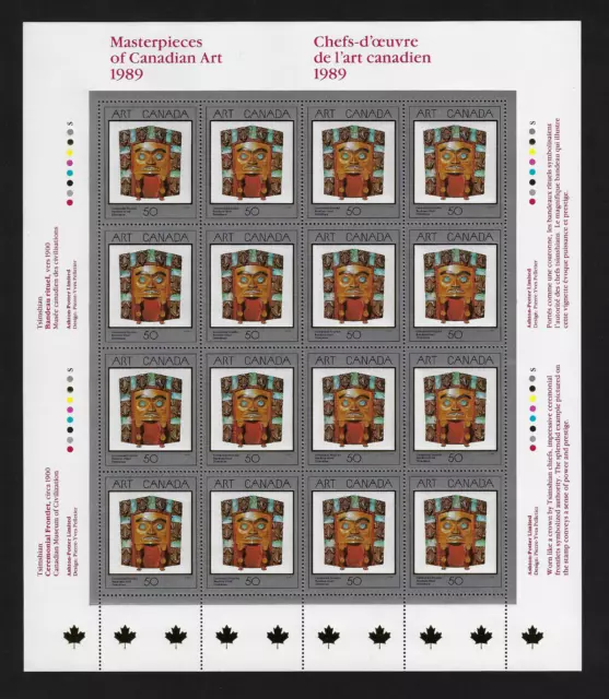 Canada -Full Pane of 16 -Masterpieces: Ceremonial Frontlet by H Foster #1241 MNH