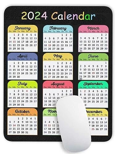 2024 VERTICAL VERSION Calendar Mouse Pad, 2024 Color Calendar Nature