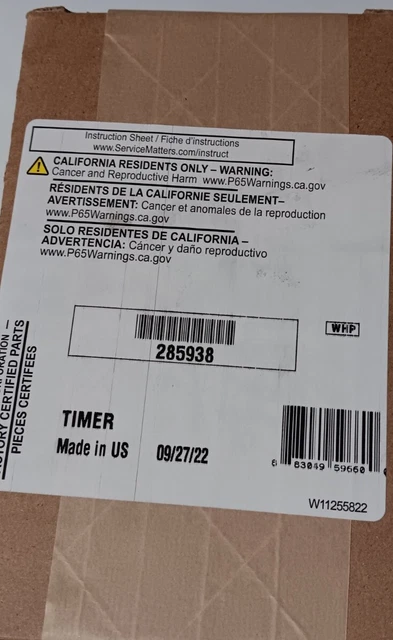 Whirlpool Washer Timer Control - 285938 Whirlpool Washer Timer Control - 285938