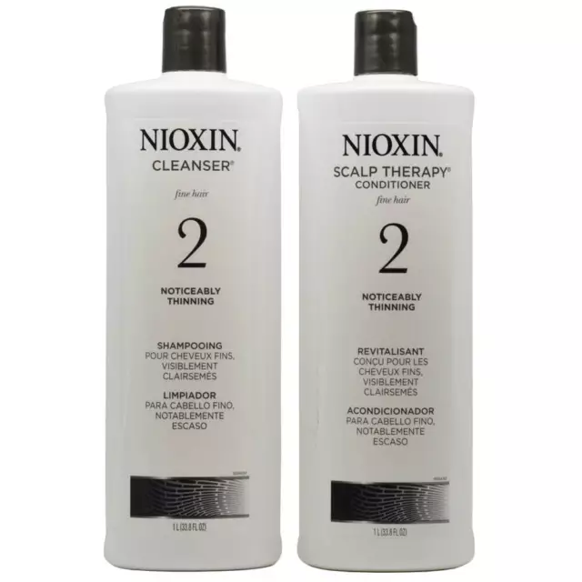 NIOXIN Système 2 Nettoyant Et Cuir Chevelu Cheveux Thérapie Duo 1000ml Chaque