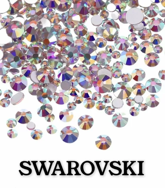 100 Swarovski AB Holographic Crystals Nail Art Diff Sizes Amazing Shine