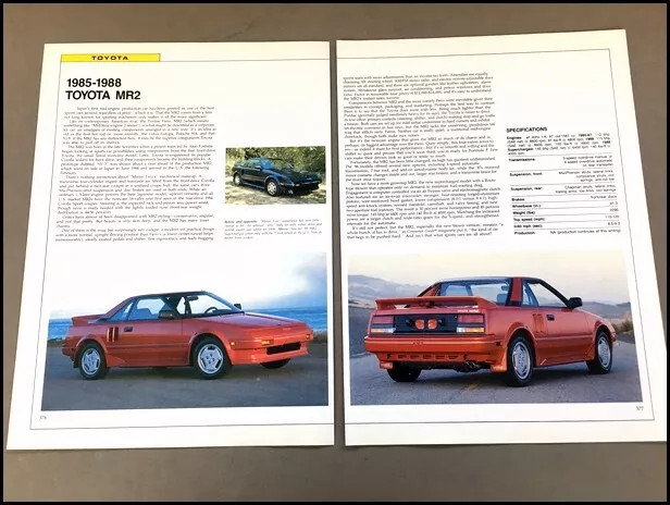 Toyota Mr2 Car Review Print Article With Specs 1985 1986 1987 1988 P376