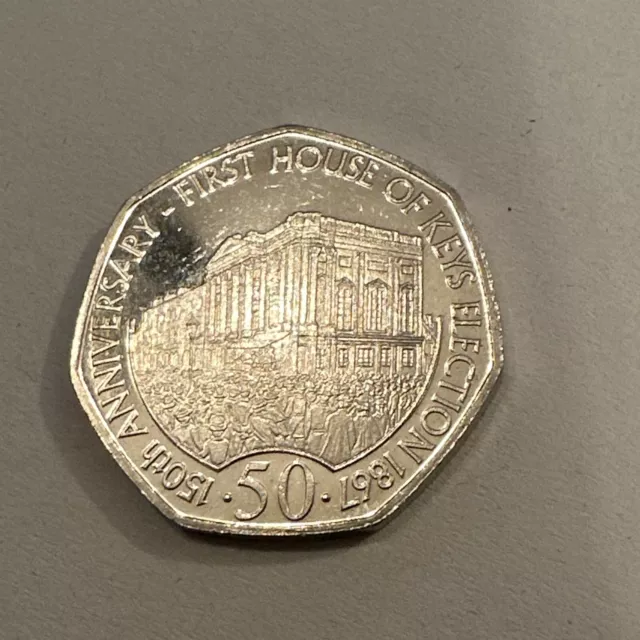 2017 ISLE OF MAN 50p 150TH ANNIVERSARY OF THE FIRST HOUSE OF KEYS
