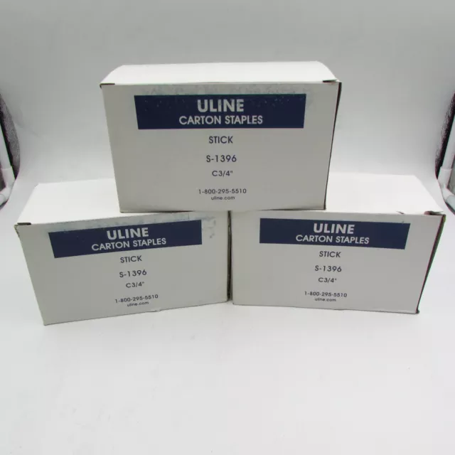 Qty 3 Uline Carton Box Staples C34 Staples S-1396 3 Boxes of 2,000 Staples Each