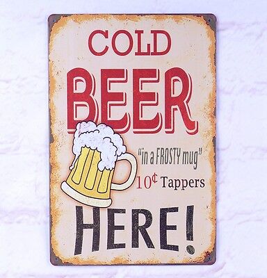 Cold Beer Vintage Poster Metal Pub Bar Wall Plaque Retro Tin Signs