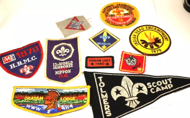 Boy Scouts BSA 60's-70's lot patches, flag, Colorado Springs, Nippon, Tolmers