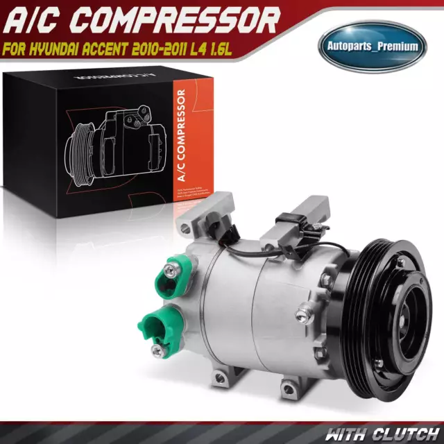 New AC A/C Compressor w/ Clutch for Hyundai Accent 2010-2011 L4 1.6L with Diode