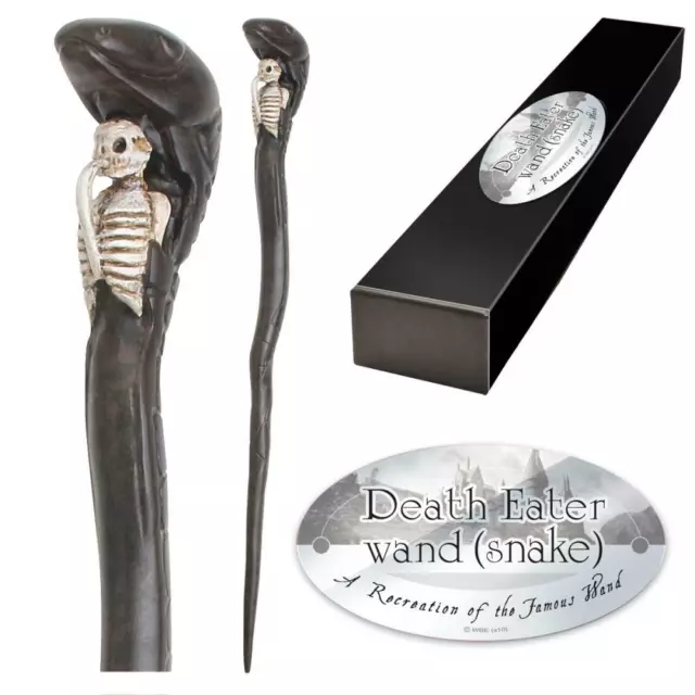 Harry Potter Death Eater Official Replica Skeleton Snake Wand +Name Clip Stand