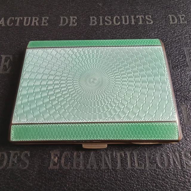 MAGNIFIQUE ÉTUI À cigarettes art déco guilloché / émaillé vert Nealson EUR 79,00 - PicClick FR