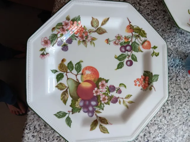 2 X Johnson Brothers Fresh Fruit Octagonal 10" Dinner Plates