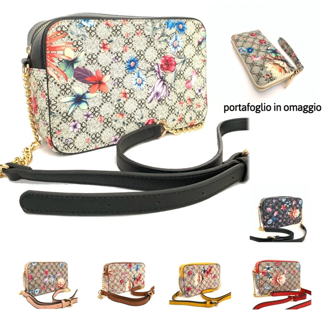 Borsa Borsetta Donna a Tracolla Pochette Fantasia Floreale Fiori catena casual