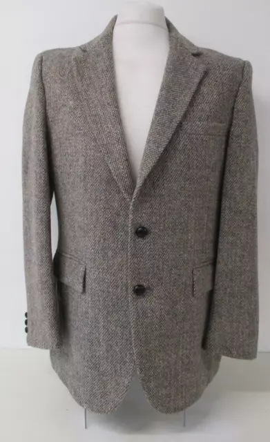 HARRIS TWEED Jacket, Blazer, 100% Wool, Brown, Grey, 40" Chest - R752