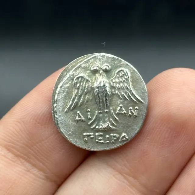 Ancient Greek Very Rare Owl & Tyche Goddess of Luck & Fortune Silver Plated Coin