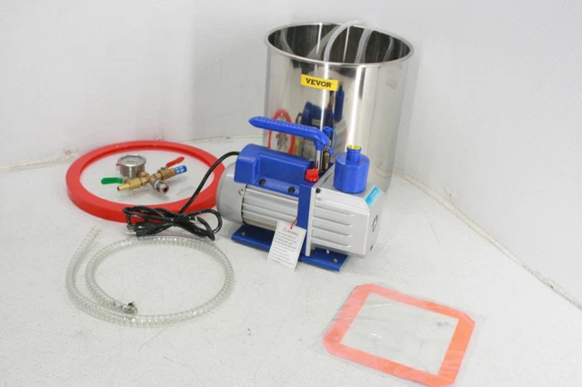 VEVOR RS-2 Vacuum Chamber w Single Stage Pump 5 Gallon Chamber Acrylic Lid