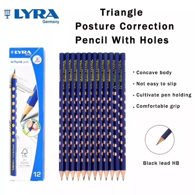 Lyra Groove Slim Triangle Posture Correction Black Lead HB Pencil (Box of 12)