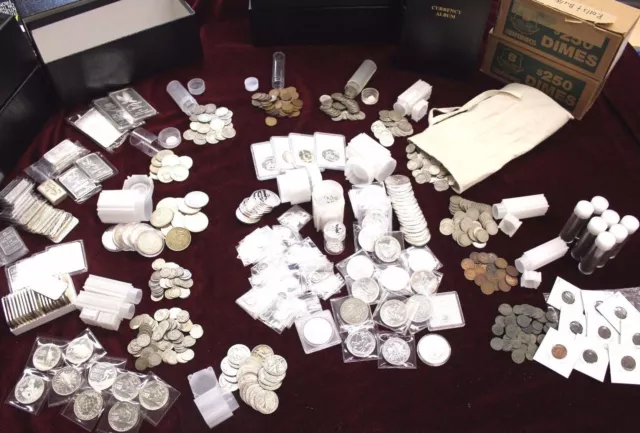 Assorted U.S. & World Coins Estate Sale Lot ☆ Silver Bars Proofs Currency Errors