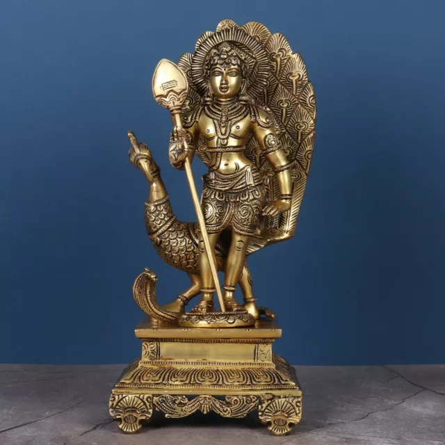 Statue du Seigneur Kartikeya - Sculpture Murugan Swamy en laiton - Kumara...