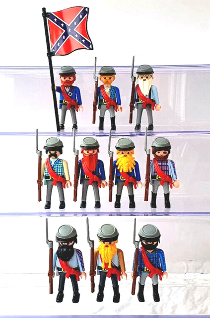 PLAYMOBIL Lot 5 Cavaliers Sudistes – Officiels Et Customs – Guerre De Sécession