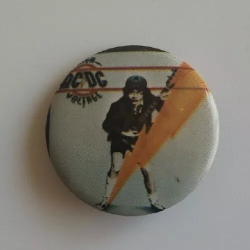 AC/DC High Voltage 1.25" Album Promo Pin Vintage Heavy Metal