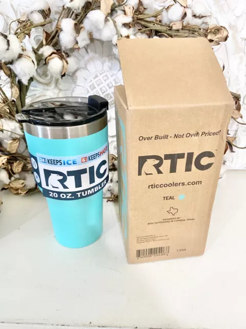 RTIC 20 oz Insulated Tumbler Stainless Steel Coffee Travel Mug with Lid Teal