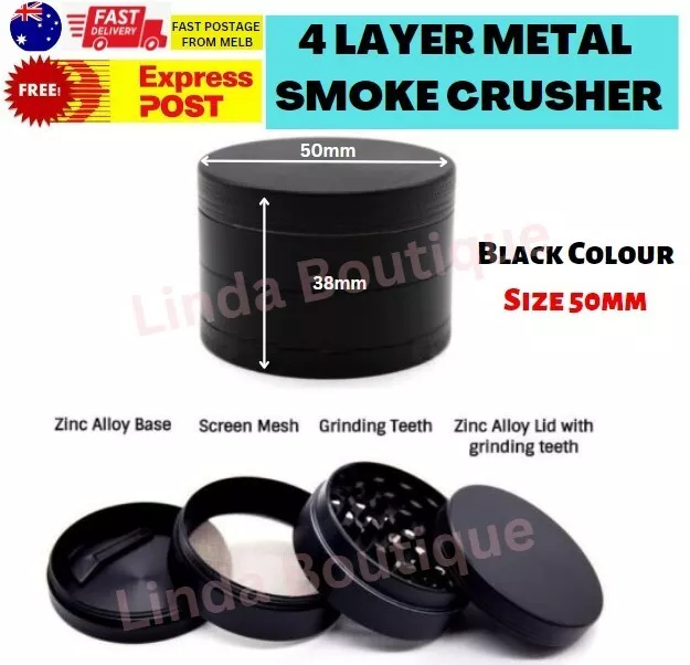 50mm 4 Layer Metal Zinc Alloy Herb Tobacco Grinder Hand Muller Smoke Crusher BLK