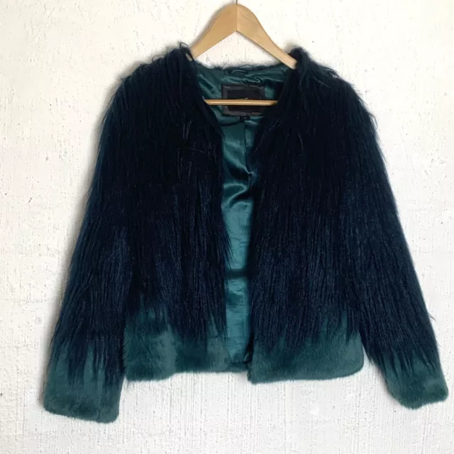 Unreal Fur Fire And Ice Teal Jacket Size Small