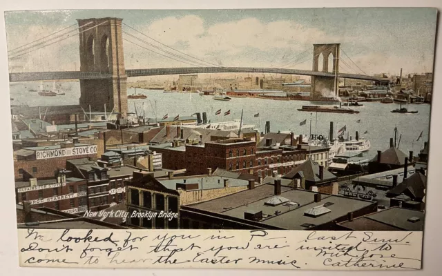 Vintage New York City, Brooklyn Bridge Postcard 1906