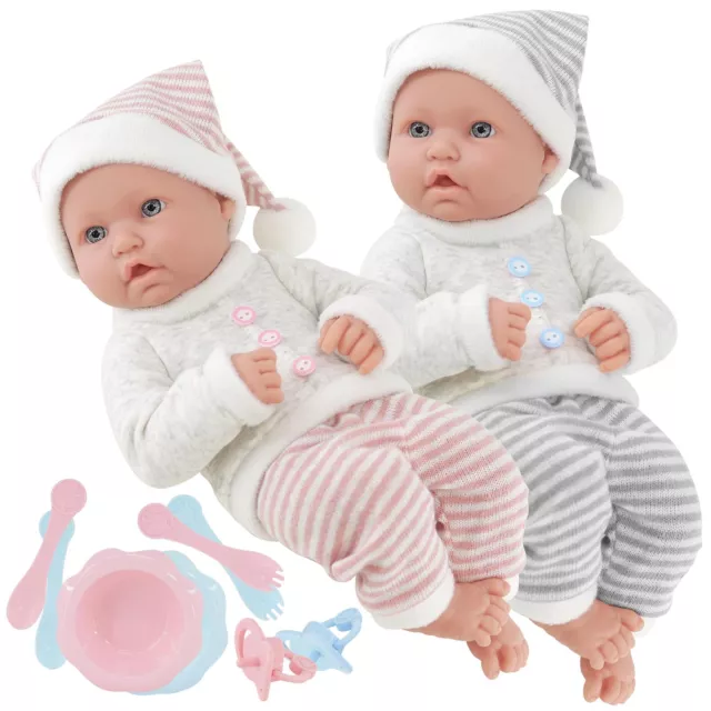 Twin Baby BiBi Puppen Junge & Mädchen Puppen mit Dummy & Fütterungsset Kind Rolle spielen Spielzeug