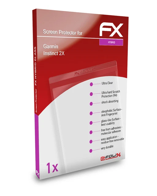 atFoliX Glass Protector for Garmin Instinct 2X 9H Hybrid-Glass