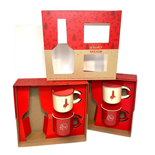 VTG SET OF 4 Makers Mark Bourbon Whiskey Limited Edition Ceramic Mugs