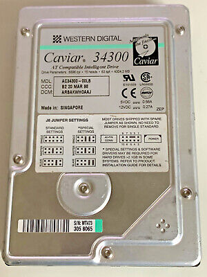 PARTS Western Digital WD AC34300 4.3GB Hard Drive HDD Vintage Retro IDE