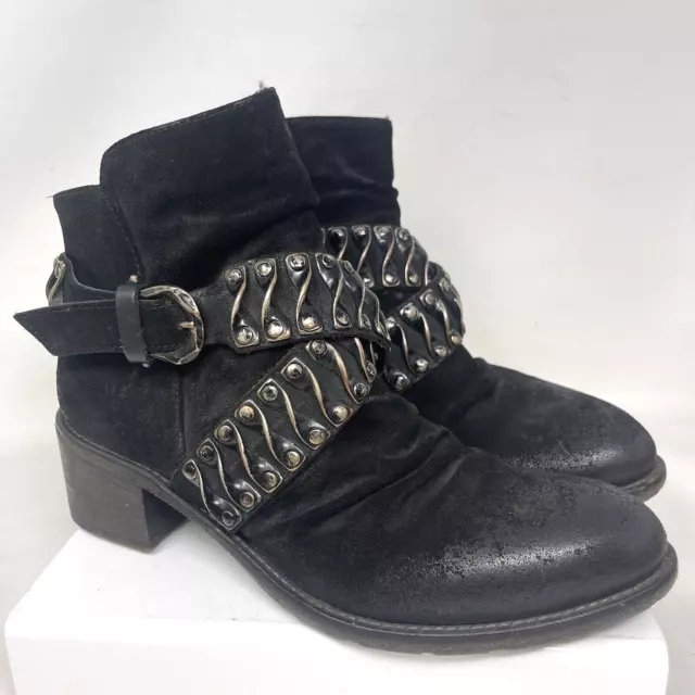 Barney's New York Co-Op Boots Womens 7.5 37.5 Moto Booties Black Zip Industrial