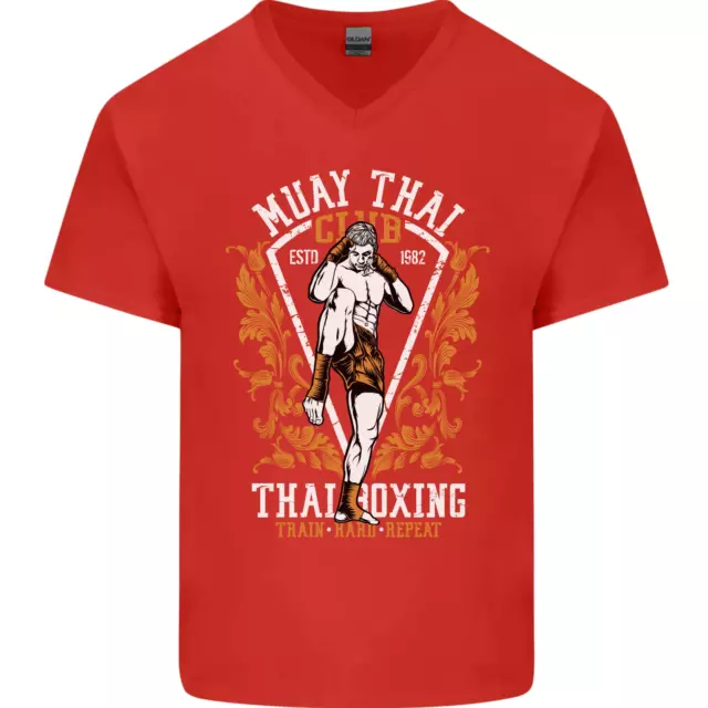 Maglietta da uomo Muay Thai Fighter Warrior MMA arti marziali collo a V cotone 4