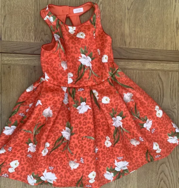 Ted Baker Girls Red Floral Party Dress 9 Years Height 135