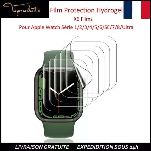 6 x Film Protection Hydrogel Ecran pour Apple Watch 1/2/3/4/5/6/SE/7/8/Ultra