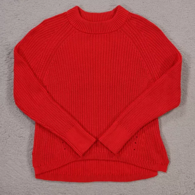 Lord & Taylor Sweater Womens Large Red Cotton Polyester Crew Neck  Ribbed Soft