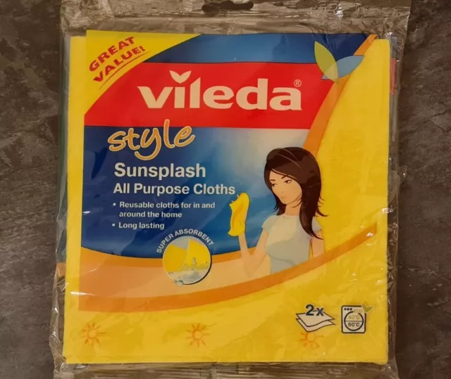 Vileda Sunsplash All Purpose Cleaning Cloths Pack Of 2