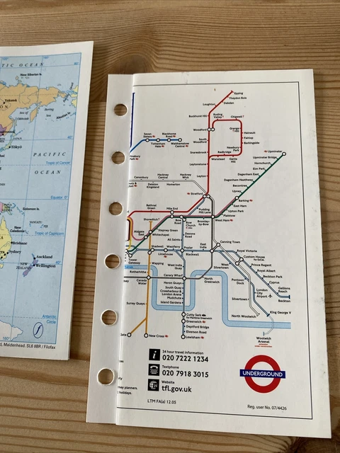 FILOFAX-WORLD/EUROPE MAP &amp; TUBE MAP RARE-Folds Out Double Sided POCKET ...