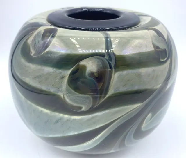 Frederick Warren Art Glass Vase 1980 Signed Vintage