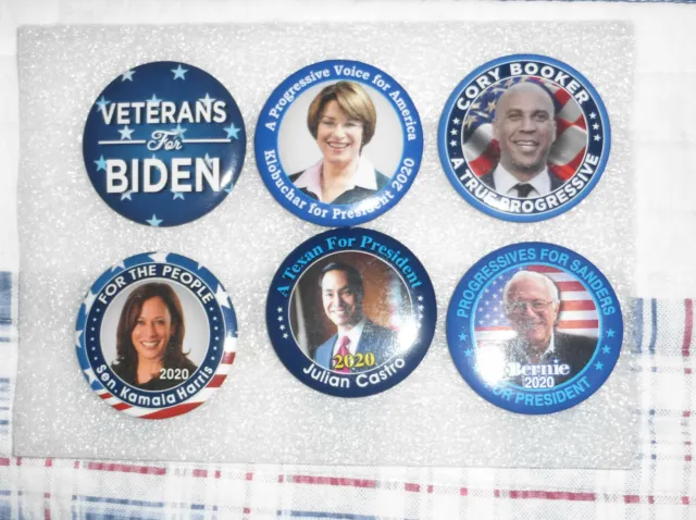 Button Pinback Pin Lot 2020 Dem Biden, Klobucher, Booker, Harris, Castro Sanders